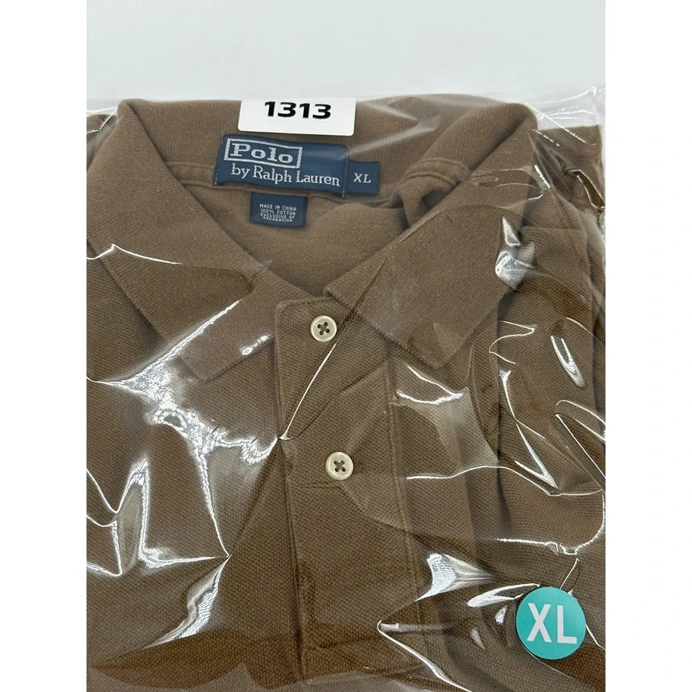 Polo Ralph Lauren Mens XL Brown Pique Cotton Short Sleeve Pony Logo‎ Polo Shirt